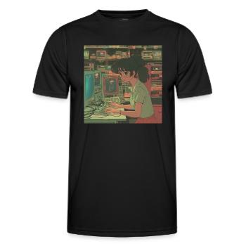 Impression de mode de haute qualité de fille anime des années 80 - T-shirt sport Homme - noir - Devant - AI Model Male 178 dark (178cm)