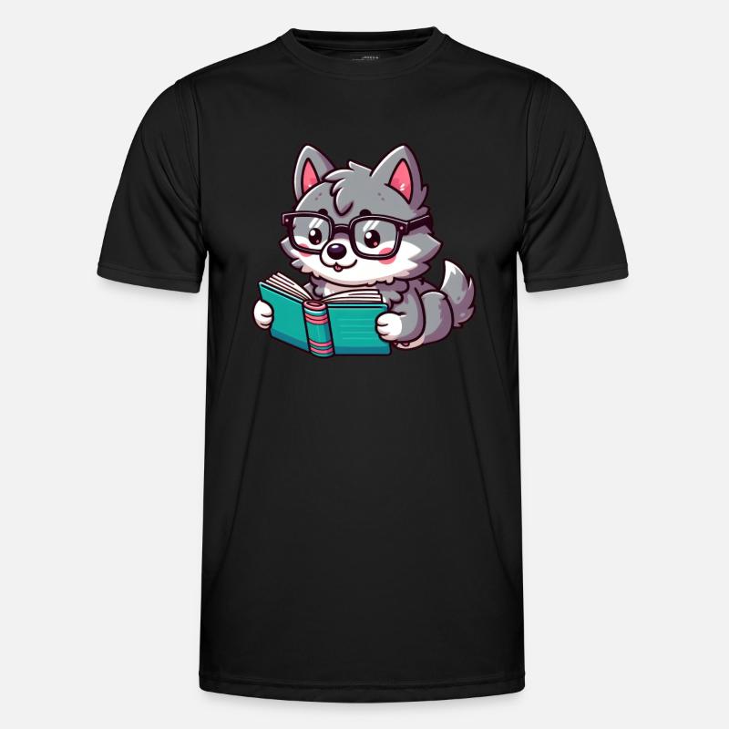 Der süße lese Wolf - Männer Funktions-T-Shirt - Schwarz