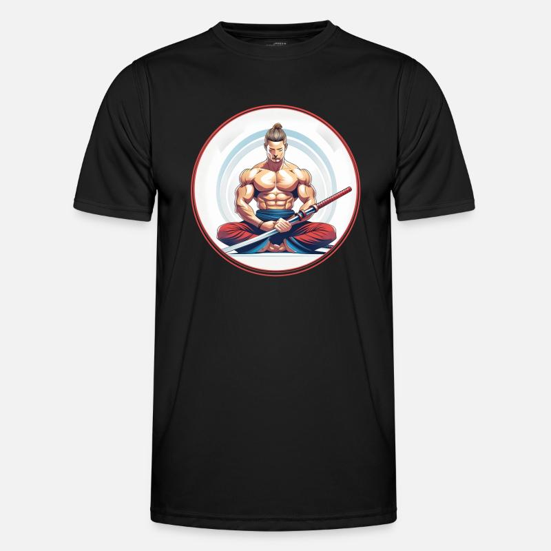 Meditierender Samurai mit Katana - Männer Funktions-T-Shirt - Schwarz