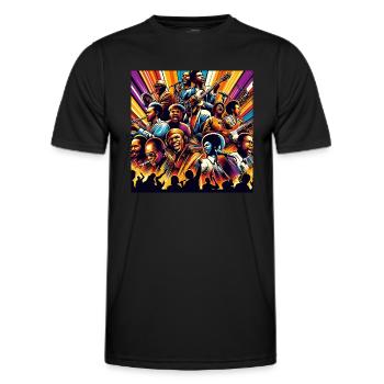 Afro Soul Style, Elektrische Harmonie - Männer Funktions-T-Shirt - Schwarz - Vorne - AI Model Male 178 dark (178cm)