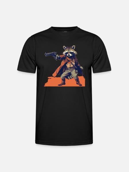 raccoon gunslinger - Men's Functional T-Shirt - black