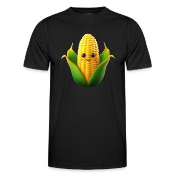 Corn on the cob Corn Kawaii - Men's Functional T-Shirt - black - Front - AI Model Male 178 dark (178cm)
