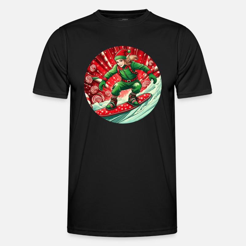 Elfe de Noël Snowboard T-shirt sport Homme