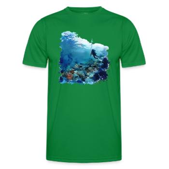 La fascination de la plongée avec une bouteille - T-shirt sport Homme - vert - Devant - AI Model Male 178 dark (178cm)