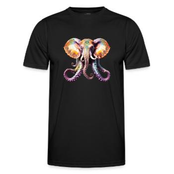 Poulpe psychédélique éléphant de Goa - T-shirt sport Homme - noir - Devant - AI Model Male 178 dark (178cm)