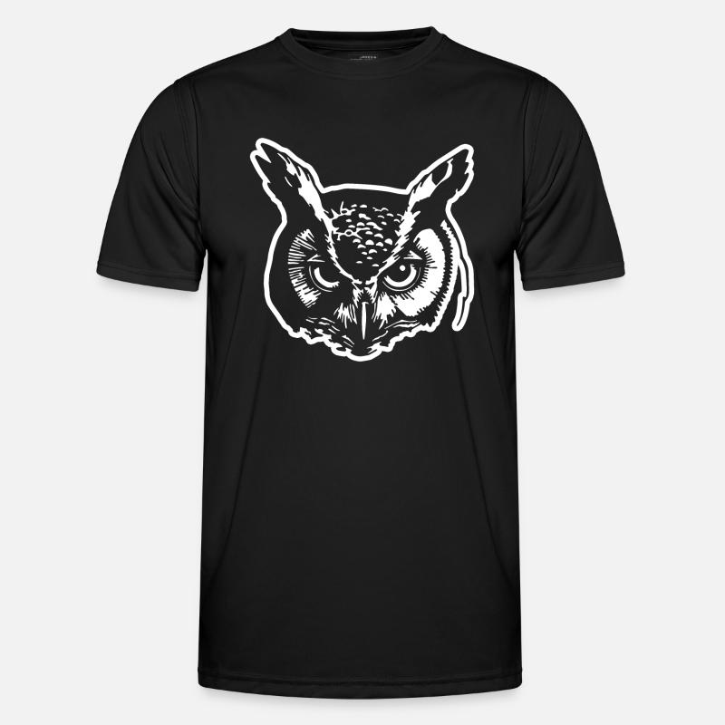 Eule - Männer Funktions-T-Shirt - Schwarz