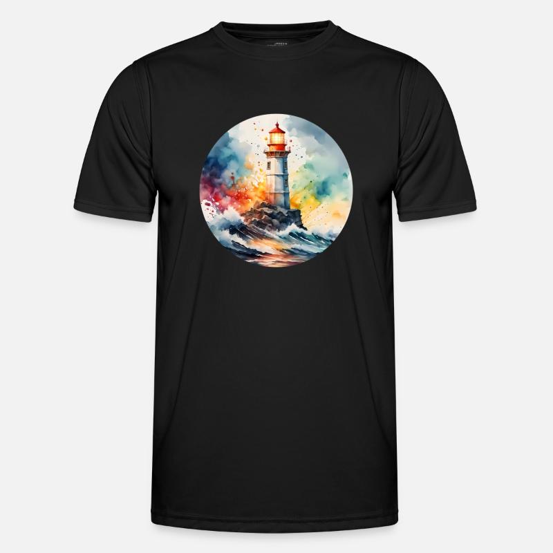 Lighthouse Round Batch - Men's Functional T-Shirt - black