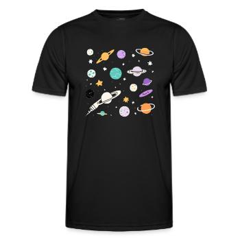 Pastel Planet Party - Männer Funktions-T-Shirt - Schwarz - Vorne - AI Model Male 178 dark (178cm)