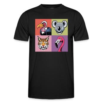 Pop-art Koala Luchs Geier Flamingo bunt Smile - Männer Funktions-T-Shirt - Schwarz - Vorne - AI Model Male 178 dark (178cm)