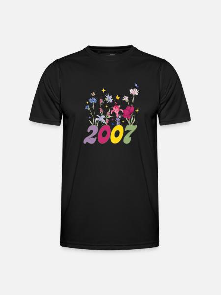 Year of birth 2007 wildflowers - Men's Functional T-Shirt - black
