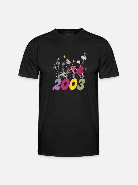Year of birth 2003 wildflowers - Men's Functional T-Shirt - black