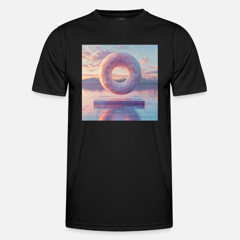 3D schwebender Donut - Männer Funktions-T-Shirt - Schwarz