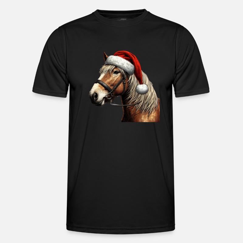 Julehest med julehat - Funktionsshirt til herrer - sort