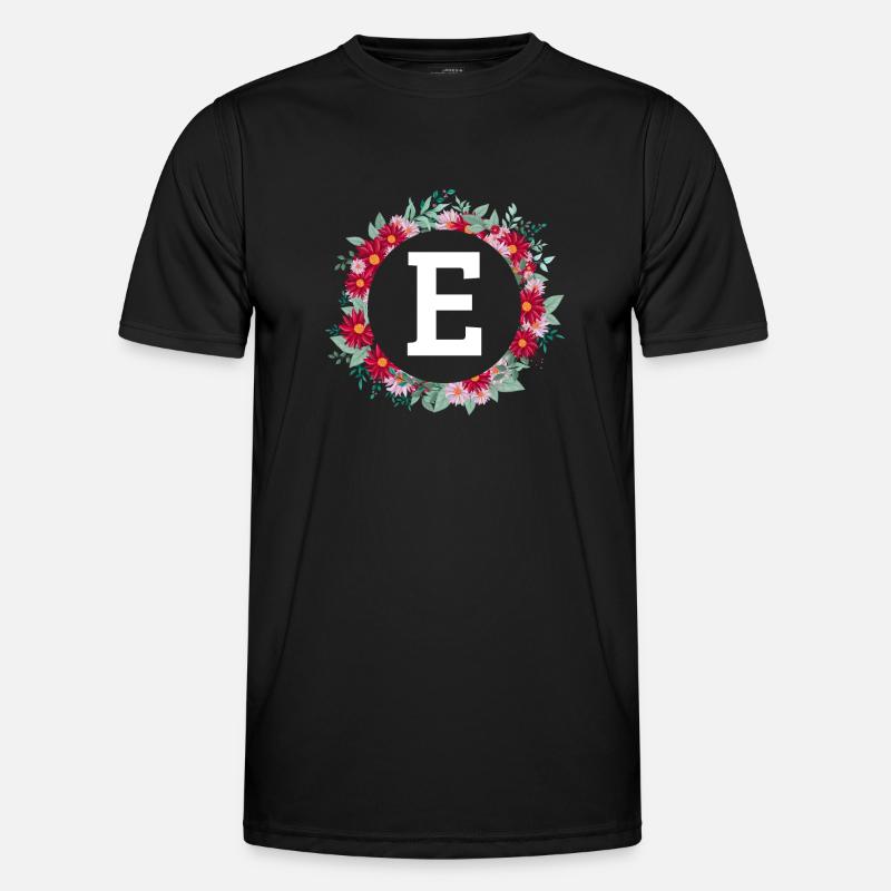 Buchstabe e Blumenkranz - Männer Funktions-T-Shirt - Schwarz