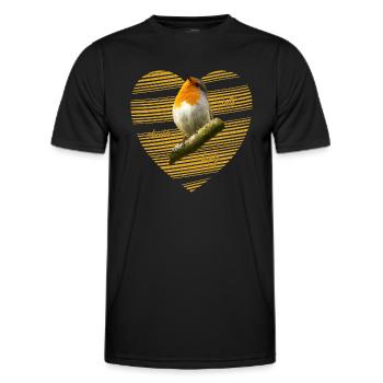Rouge-gorge Erithacus rubecula - T-shirt sport Homme - noir - Devant - AI Model Male 178 dark (178cm)
