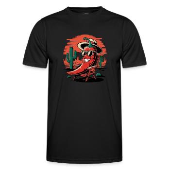 Chill Pepper - Funny Food Pun - Men's Functional T-Shirt - black - Front - AI Model Male 178 dark (178cm)
