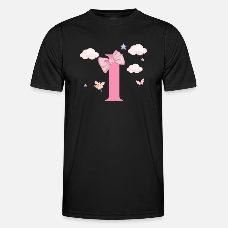 Letter i pink clouds - Men's Functional T-Shirt - black