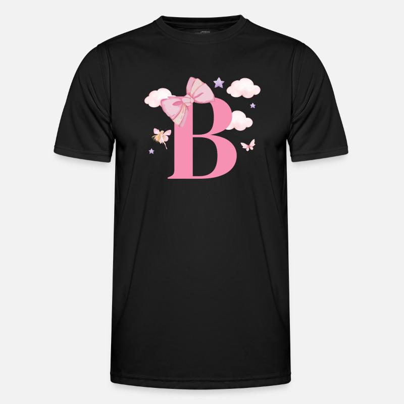 Letter b pink clouds - Men's Functional T-Shirt - black