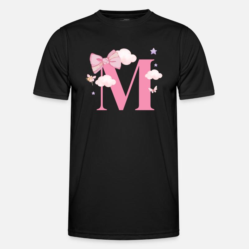 Letter m pink clouds - Men's Functional T-Shirt - black