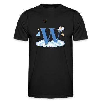 Buchstabe w Blaue Wolken Flugzeug Kind - Männer Funktions-T-Shirt - Schwarz - Vorne - AI Model Male 178 dark (178cm)