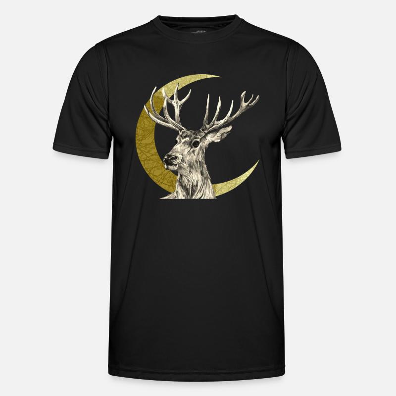 Hirsch - Männer Funktions-T-Shirt - Schwarz