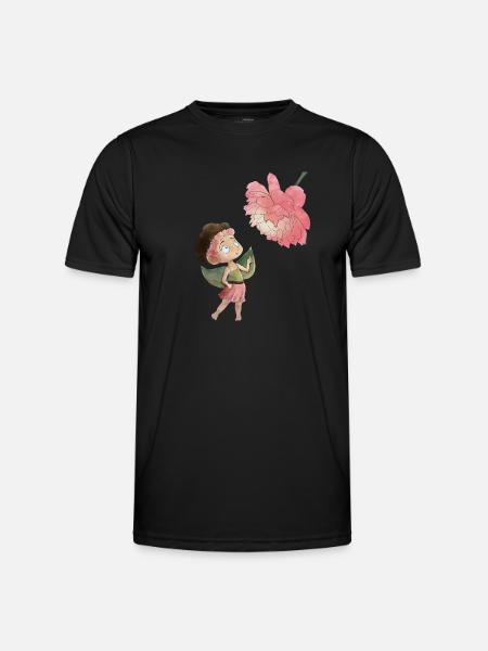 Magical fairy with peony - Men's Functional T-Shirt - black