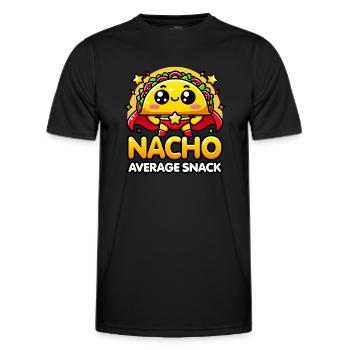 Kawaii Chibi Super Nacho Durchschnittlicher Snack Lustiges Essen - Männer Funktions-T-Shirt - Schwarz - Vorne - AI Model Male 178 dark (178cm)
