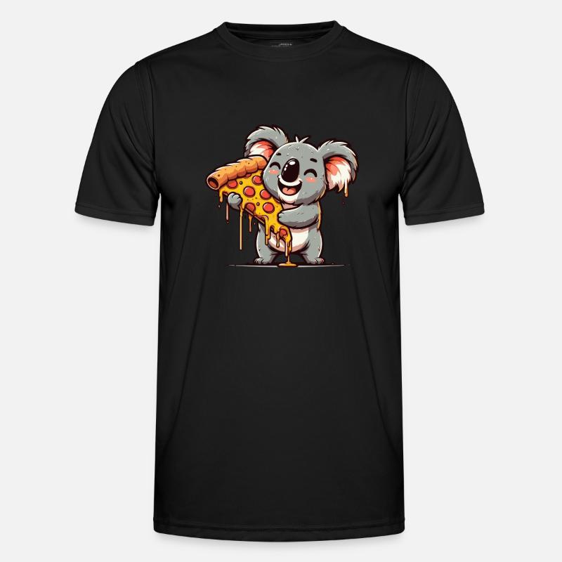 happy koala bear koala with pizza - Men's Functional T-Shirt - black