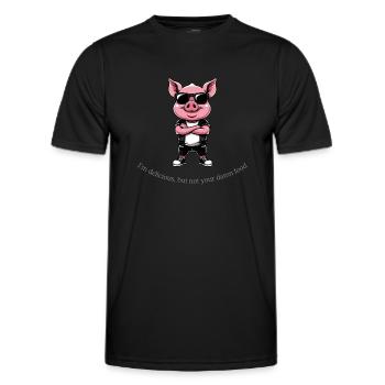 Grunge Pig – Je suis délicieux, mais pas ta foutue nourriture - T-shirt sport Homme - noir - Devant - AI Model Male 178 dark (178cm)