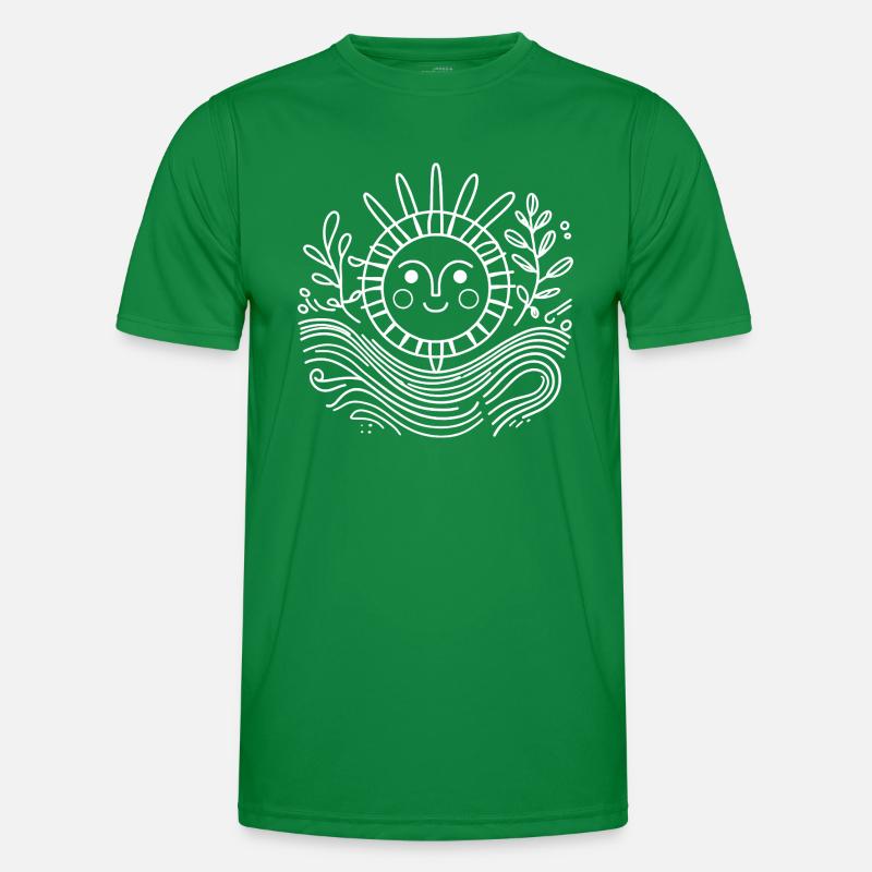 Smiling Sun Stylized Line Drawing Men's Functional T-Shirt