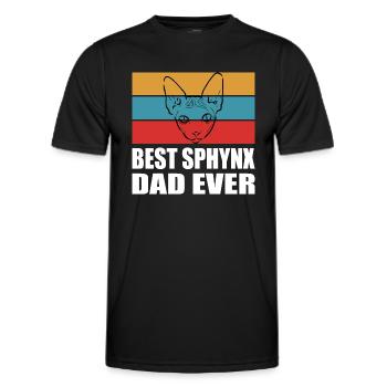 Best Cat Dad Sphynx Father Gift Cat Saying - Men's Functional T-Shirt - black - Front - AI Model Male 178 dark (178cm)