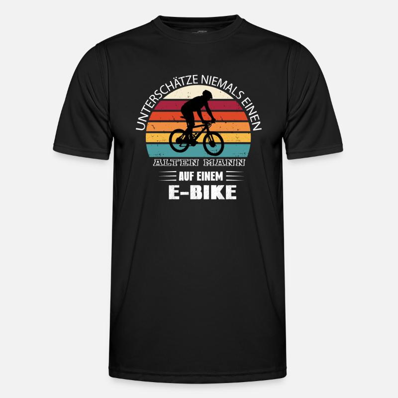 Alter Mann mit E-Bike - Männer Funktions-T-Shirt - Schwarz