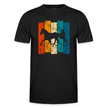 Trotteur trotter dans un style rétro ou vintage - T-shirt sport Homme - noir - Devant - AI Model Male 178 dark (178cm)