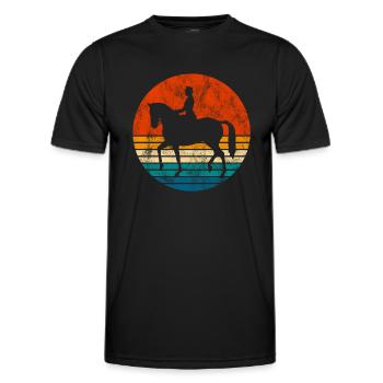 Dressage Cavalier de dressage Cheval d’équitation - T-shirt sport Homme - noir - Devant - AI Model Male 178 dark (178cm)