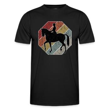 Dressage Cavalier de dressage Cheval d’équitation - T-shirt sport Homme - noir - Devant - AI Model Male 178 dark (178cm)