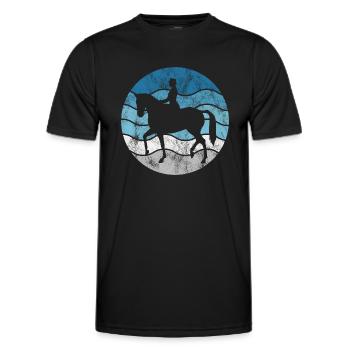 Dressage Cavalier de dressage Cheval d’équitation - T-shirt sport Homme - noir - Devant - AI Model Male 178 dark (178cm)
