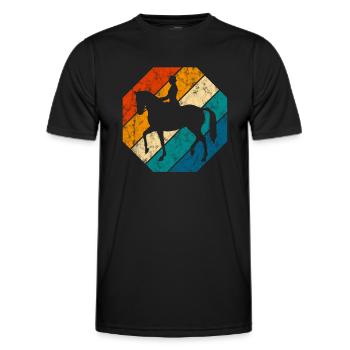 Dressage Cavalier de dressage Cheval d’équitation - T-shirt sport Homme - noir - Devant - AI Model Male 178 dark (178cm)