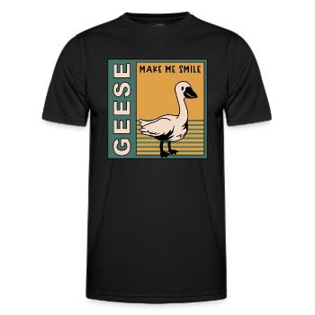 Oies Make Me Smile : oiseau mignon, oie naturelle - T-shirt sport Homme - noir - Devant - AI Model Male 178 dark (178cm)