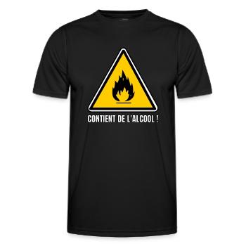 Contains alcohol - Men's Functional T-Shirt - black - Front - AI Model Male 178 dark (178cm)