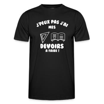 J’peux pas j’ai mes devoirs à faire - T-shirt sport Homme - noir - Devant - AI Model Male 178 dark (178cm)