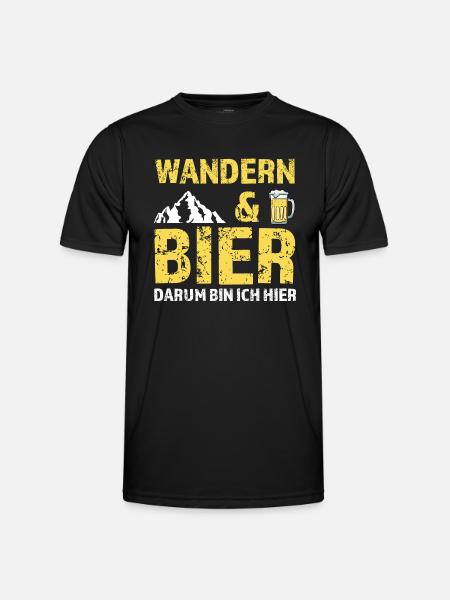 Wandern Bier Berg Geschenk - Männer Funktions-T-Shirt - Schwarz
