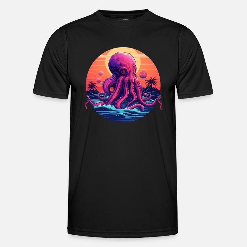Octopus 80s synthwave 1 without stroke Men's Functional T-Shirt
