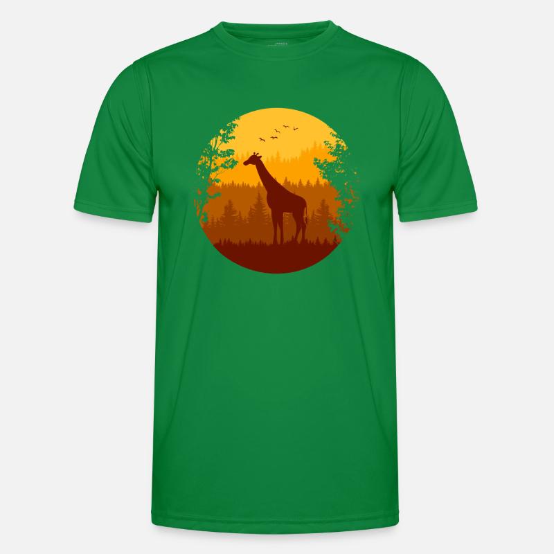 Herbstwald und Giraffe Männer Funktions-T-Shirt