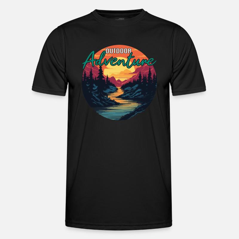 Jäger Bergsteiger Wanderer Abenteuer - Männer Funktions-T-Shirt - Schwarz
