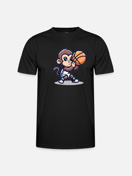 Cute Basketball Player Monkey - Männer Funktions-T-Shirt - Schwarz