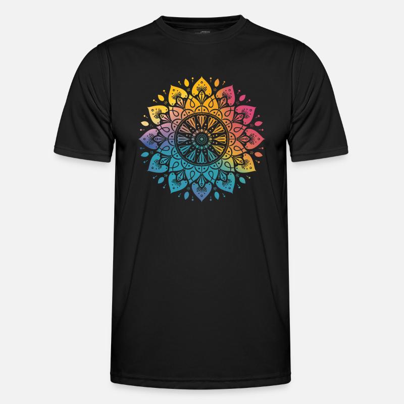 Regenbogen Mandala Männer Funktions-T-Shirt