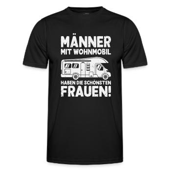 Männer mit Wohnmobil Camping Camper Campingmobil - Männer Funktions-T-Shirt - Schwarz - Vorne - AI Model Male 178 dark (178cm)