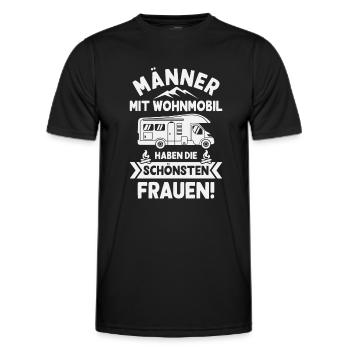 Männer mit Wohnmobil Camping Camper Campingmobil - Männer Funktions-T-Shirt - Schwarz - Vorne - AI Model Male 178 dark (178cm)