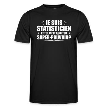 Ich bin Statistiker. Was ist deine Superkraft? - Männer Funktions-T-Shirt - Schwarz - Vorne - AI Model Male 178 dark (178cm)