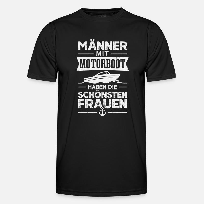 Motorboot Bootfahren Bootsfahrer Boot - Männer Funktions-T-Shirt - Schwarz